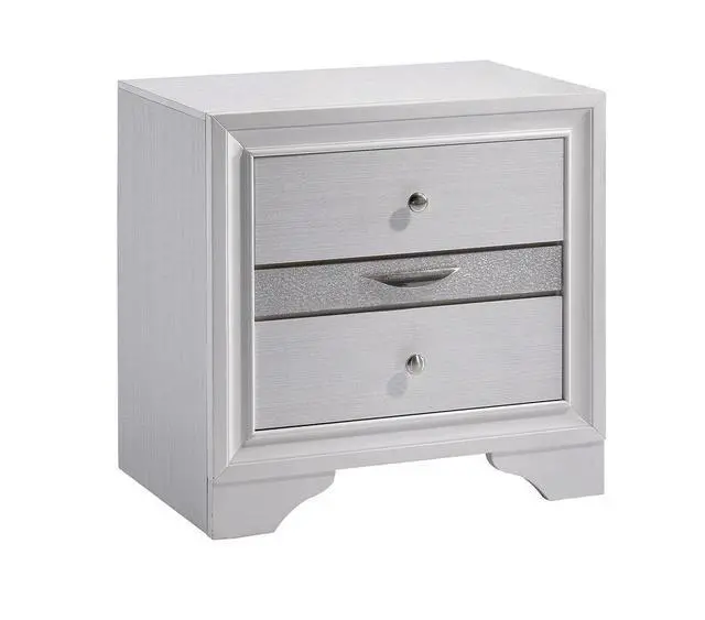 Alt view image 2 of 7 - Contemporary White 1Pc Nightstand Nickle Round Knob Handles English Dovetails Hidden Drawer Bedside Table
