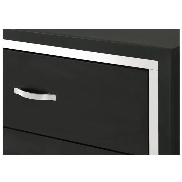 Alt view image 5 of 6 - Modern 1Pc Glam 2-Drawer Bedroom Nightstand Sleek Metal Handles Wooden Black Bedroom Furniture