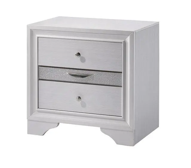 Alt view image 5 of 7 - Contemporary White 1Pc Nightstand Nickle Round Knob Handles English Dovetails Hidden Drawer Bedside Table