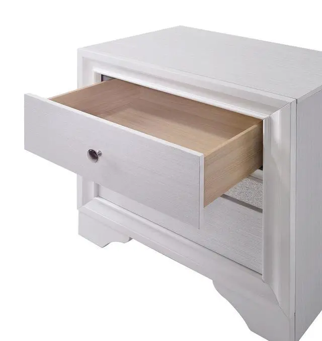 Alt view image 4 of 7 - Contemporary White 1Pc Nightstand Nickle Round Knob Handles English Dovetails Hidden Drawer Bedside Table