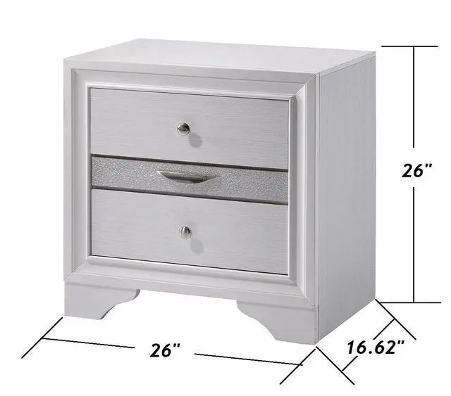 Alt view image 6 of 7 - Contemporary White 1Pc Nightstand Nickle Round Knob Handles English Dovetails Hidden Drawer Bedside Table
