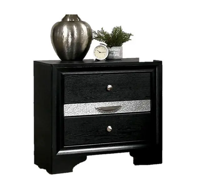 Alt view image 6 of 7 - Contemporary Black 1Pc Nightstand Nickle Round Knob Handles English Dovetails Hidden Drawer Bedside Table