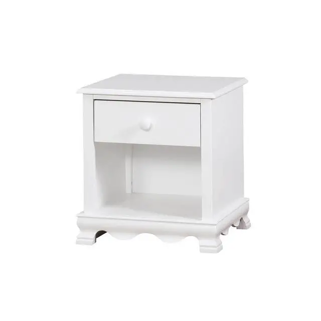 Alt view image 2 of 6 - Contemporary White 1Pc Nightstand Knob Handles Solidwood 1-Drawers Bedside Table Storage Shelves