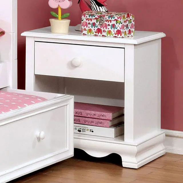 Alt view image 5 of 6 - Contemporary White 1Pc Nightstand Knob Handles Solidwood 1-Drawers Bedside Table Storage Shelves