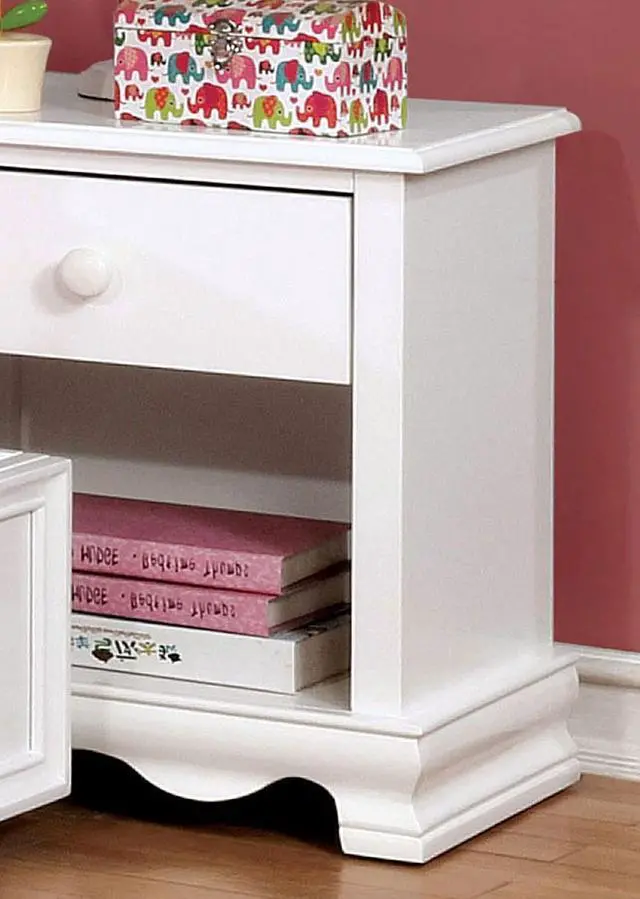 Alt view image 4 of 6 - Contemporary White 1Pc Nightstand Knob Handles Solidwood 1-Drawers Bedside Table Storage Shelves