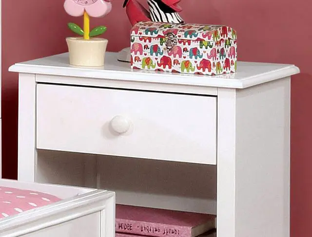 Alt view image 6 of 6 - Contemporary White 1Pc Nightstand Knob Handles Solidwood 1-Drawers Bedside Table Storage Shelves