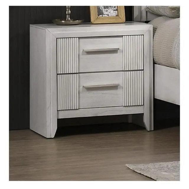Alt view image 2 of 6 - 1Pc Contemporary 2-Drawer Nightstand Mist White Finish Wooden Furniture