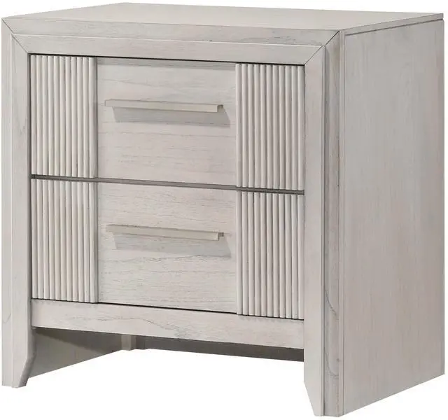 Main image of 1Pc Contemporary 2-Drawer Nightstand Mist White Finish Wooden Furniture