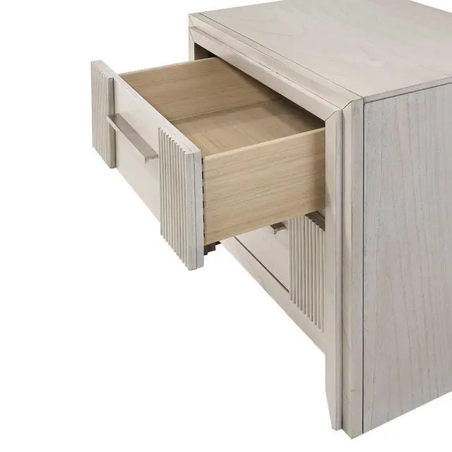 Alt view image 4 of 6 - 1Pc Contemporary 2-Drawer Nightstand Mist White Finish Wooden Furniture