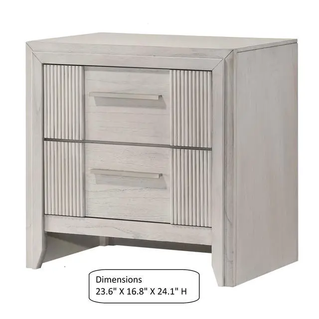 Alt view image 3 of 6 - 1Pc Contemporary 2-Drawer Nightstand Mist White Finish Wooden Furniture