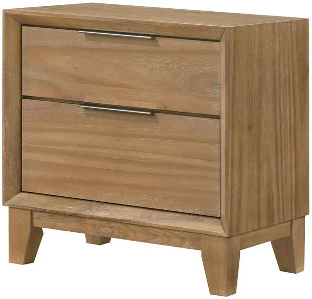 Main image of 1Pc Contemporary 2-Drawer Nightstand Natural Wood Finish Wooden Furniture