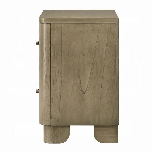 Alt view image 5 of 5 - 1Pc Transitional Style Nightstand With 2X Storage Drawers Reeded Front Antique Oak Finish Wooden Rustic Bedroom Furniture