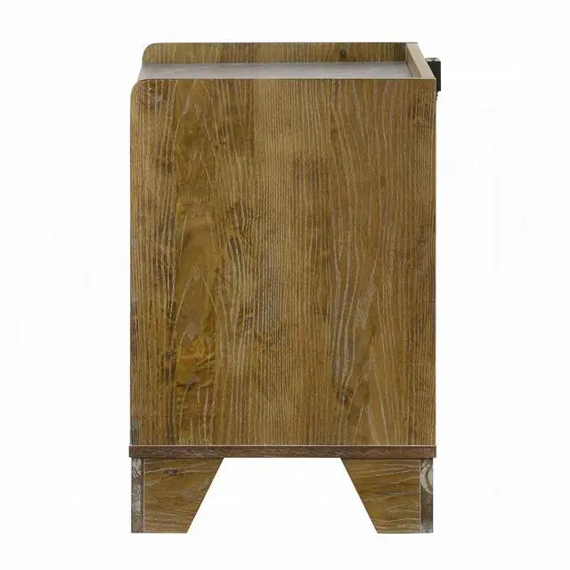 Alt view image 5 of 7 - Transitional Brown Finish Nightstand With Led Light Usb Ports Wooden Bedroom Furniture 1Pc Bedside Cabinet Drawer Shelf