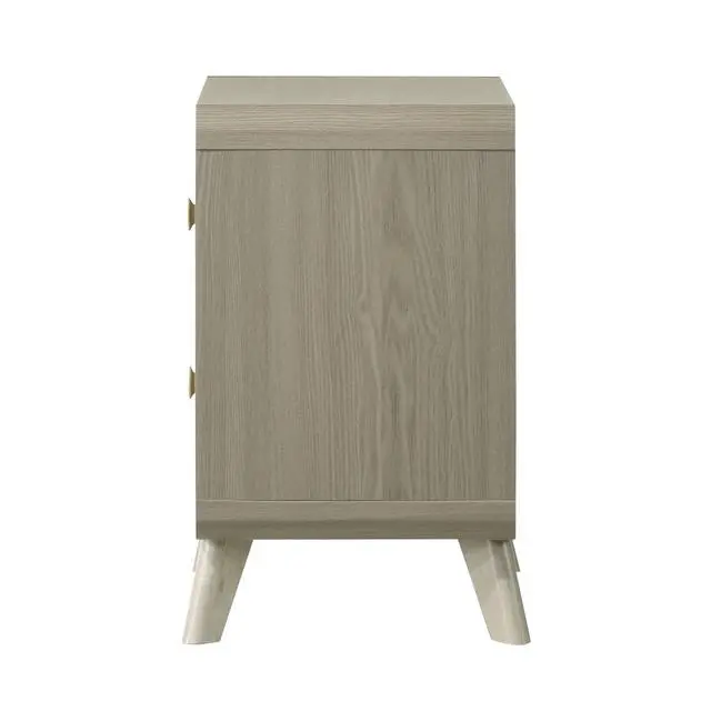 Alt view image 4 of 5 - Contemporary Style Nightstand Tapered Legs English Dovetail Drawer Metal Glides Gray Finish Bedroom Furniture
