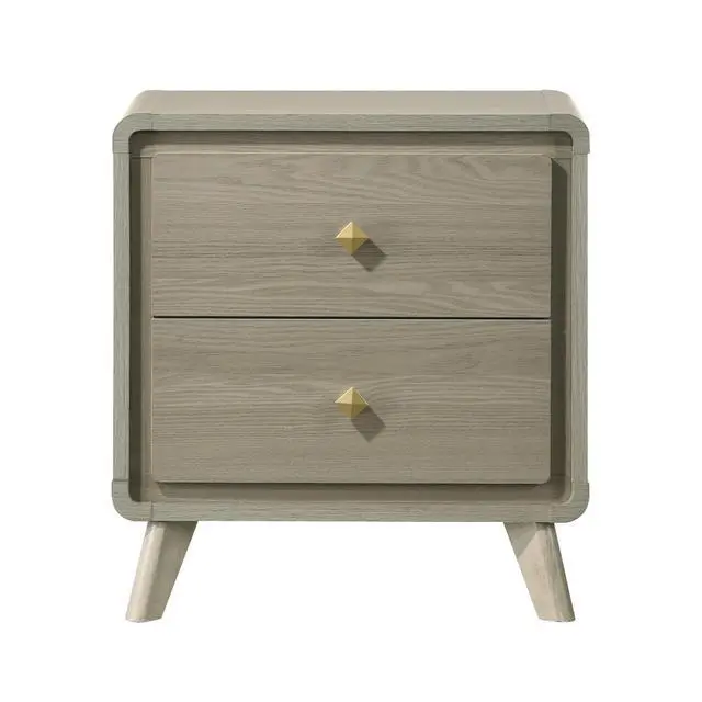 Alt view image 3 of 5 - Contemporary Style Nightstand Tapered Legs English Dovetail Drawer Metal Glides Gray Finish Bedroom Furniture
