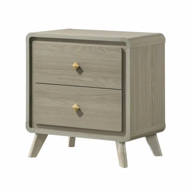 Alt view image 2 of 5 - Contemporary Style Nightstand Tapered Legs English Dovetail Drawer Metal Glides Gray Finish Bedroom Furniture