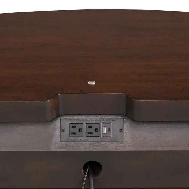 Alt view image 2 of 5 - Traditional Style 1Pc Nightstand Power Outlet Round Key Knobs Gold Capped Legs Ball Bearing Glide Dark Cherry Finish Bedroom Furniture