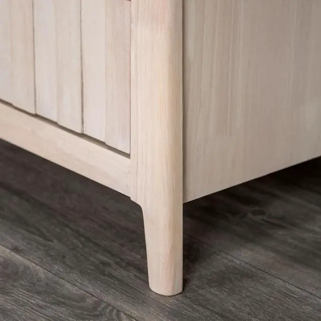 Alt view image 4 of 7 - Mid-Century Modern Style 1Pc Nightstand Hidden Handles Bracket Legs Vertical Receding White Wash Finish Bedroom Furniture