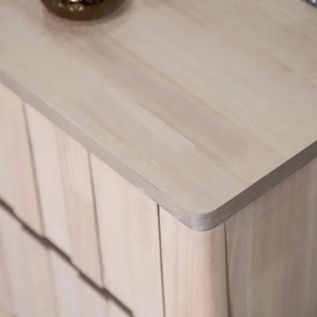 Alt view image 5 of 7 - Mid-Century Modern Style 1Pc Nightstand Hidden Handles Bracket Legs Vertical Receding White Wash Finish Bedroom Furniture
