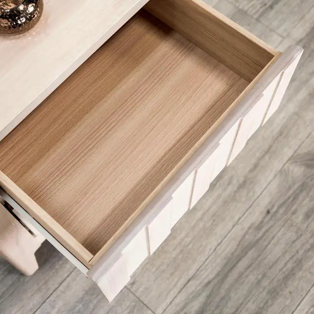 Alt view image 6 of 7 - Mid-Century Modern Style 1Pc Nightstand Hidden Handles Bracket Legs Vertical Receding White Wash Finish Bedroom Furniture