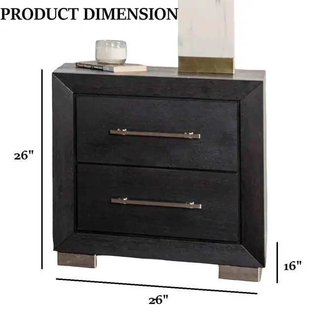 Alt view image 5 of 7 - Contemporary Style 1Pc Nightstand Chrome Legs Soft Closing English Dovetail Drawers Metal Handles Black Finish Bedroom Furniture