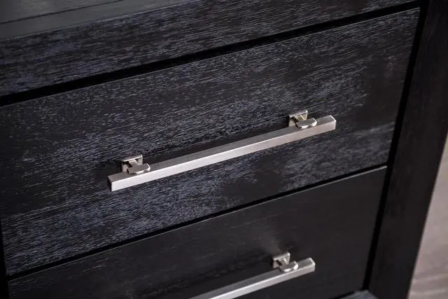 Alt view image 3 of 7 - Contemporary Style 1Pc Nightstand Chrome Legs Soft Closing English Dovetail Drawers Metal Handles Black Finish Bedroom Furniture