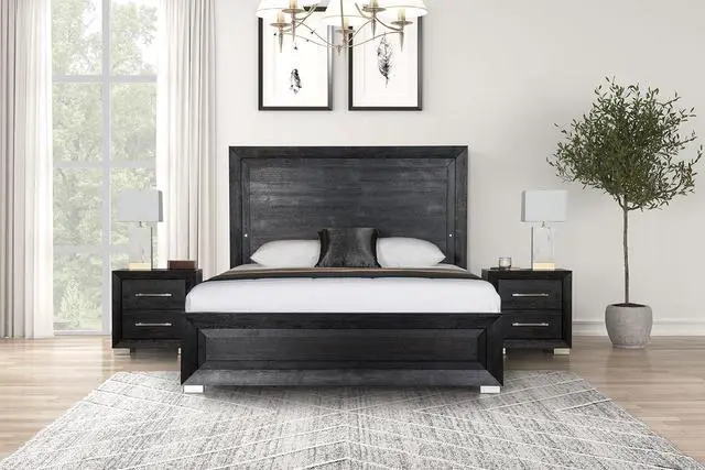 Alt view image 7 of 7 - Contemporary Style 1Pc Nightstand Chrome Legs Soft Closing English Dovetail Drawers Metal Handles Black Finish Bedroom Furniture