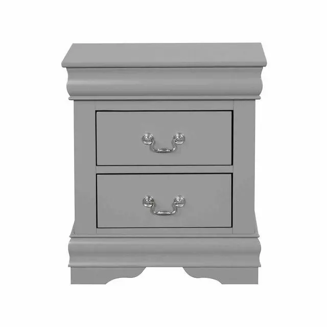 Alt view image 2 of 7 - Gray Finish Nightstand 1Pc Bracket Legs Dovetail Drawers Hanging Handles Transitional White Finish Bedroom Furniture