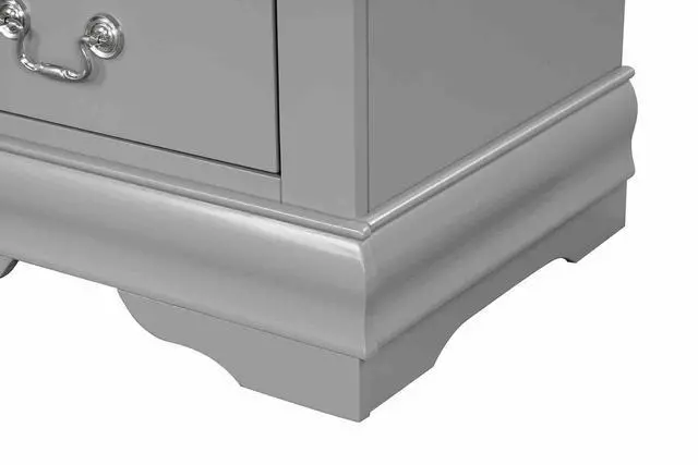 Alt view image 3 of 7 - Gray Finish Nightstand 1Pc Bracket Legs Dovetail Drawers Hanging Handles Transitional White Finish Bedroom Furniture