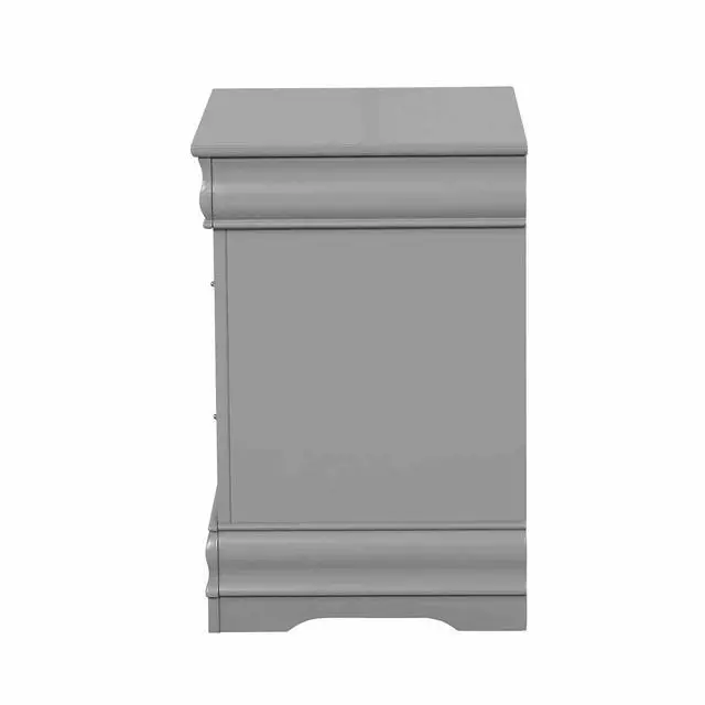 Alt view image 4 of 7 - Gray Finish Nightstand 1Pc Bracket Legs Dovetail Drawers Hanging Handles Transitional White Finish Bedroom Furniture