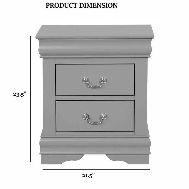 Alt view image 6 of 7 - Gray Finish Nightstand 1Pc Bracket Legs Dovetail Drawers Hanging Handles Transitional White Finish Bedroom Furniture