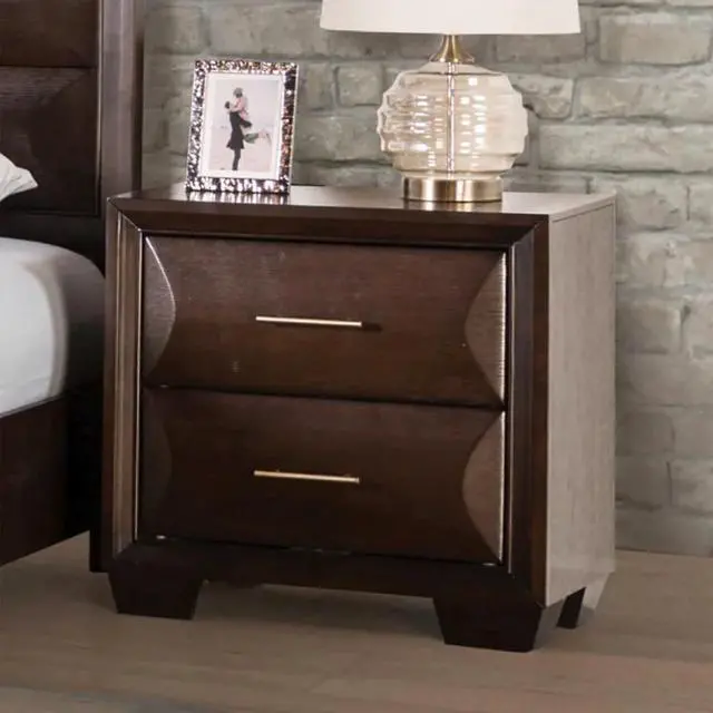 Main image of Transitional Style Espresso Finish Nightstand 1Pc English Front And French Back Dovetail Drawers Bedroom Furniture