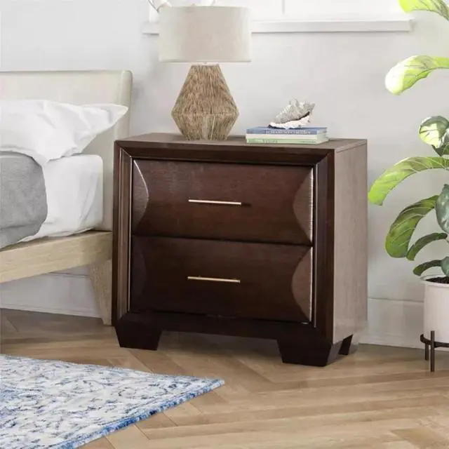 Alt view image 7 of 7 - Transitional Style Espresso Finish Nightstand 1Pc English Front And French Back Dovetail Drawers Bedroom Furniture