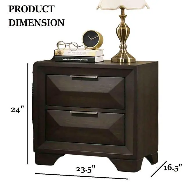 Alt view image 3 of 6 - Transitional Style 1Pc Nightstand Metal Handles Bracket Legs Centre Metal Handles English Dovetail Drawers Espresso Finish Bedroom Furniture