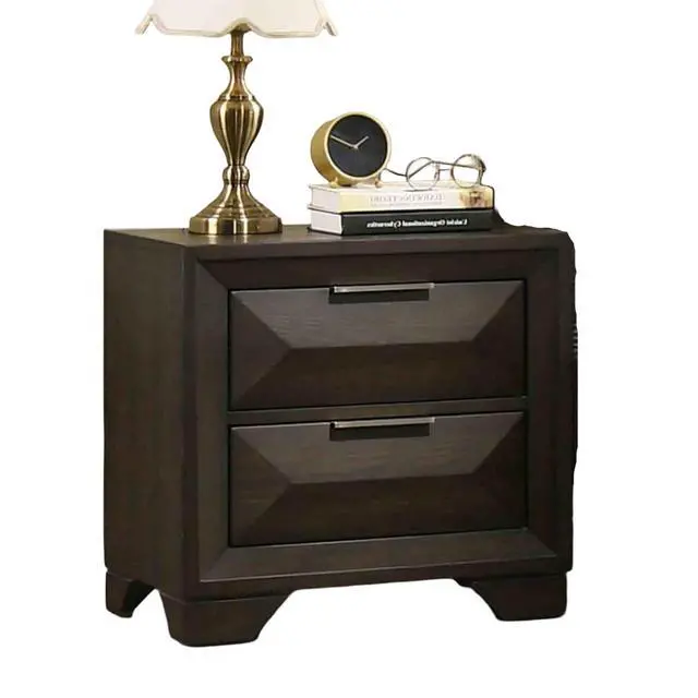 Alt view image 2 of 6 - Transitional Style 1Pc Nightstand Metal Handles Bracket Legs Centre Metal Handles English Dovetail Drawers Espresso Finish Bedroom Furniture