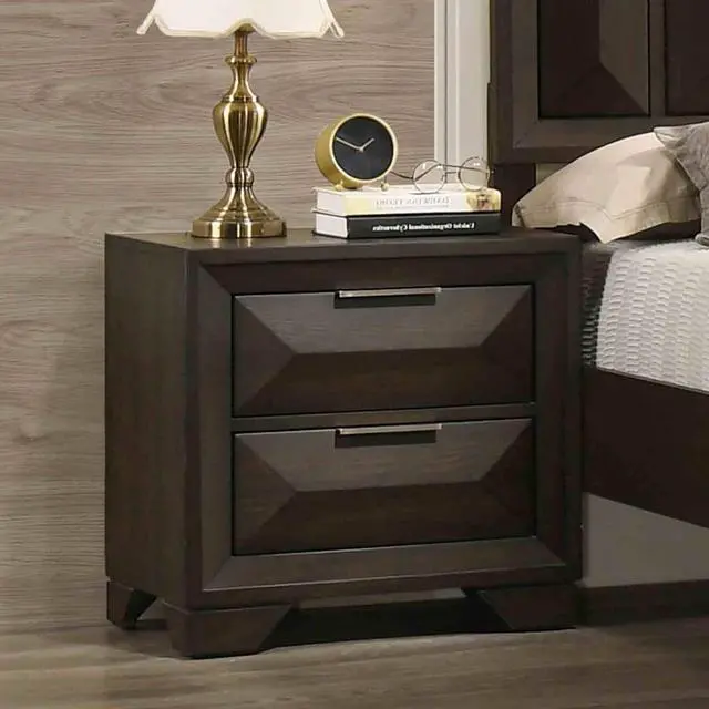 Alt view image 4 of 6 - Transitional Style 1Pc Nightstand Metal Handles Bracket Legs Centre Metal Handles English Dovetail Drawers Espresso Finish Bedroom Furniture