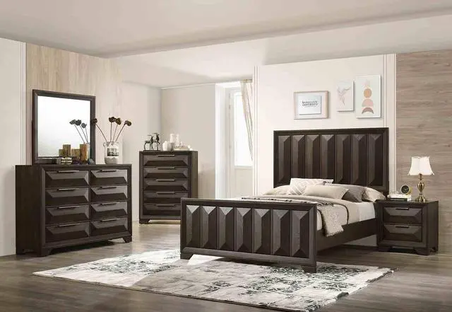 Alt view image 6 of 6 - Transitional Style 1Pc Nightstand Metal Handles Bracket Legs Centre Metal Handles English Dovetail Drawers Espresso Finish Bedroom Furniture