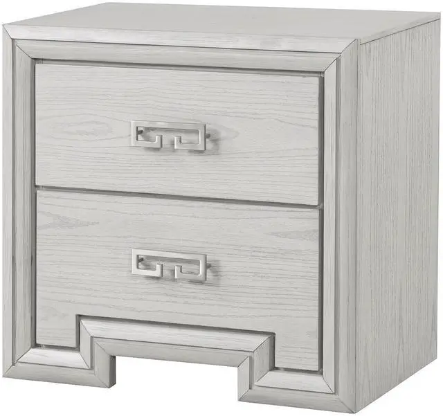 Alt view image 2 of 7 - Transitional Style 1Pc Nightstand Usb Port Metal Handle French And English Dovetail Drawers Rustic White Finish Bedroom Furniture