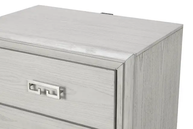 Alt view image 4 of 7 - Transitional Style 1Pc Nightstand Usb Port Metal Handle French And English Dovetail Drawers Rustic White Finish Bedroom Furniture