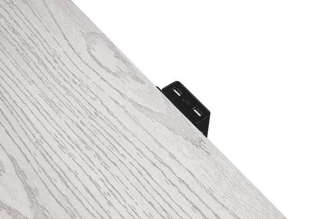 Alt view image 6 of 7 - Transitional Style 1Pc Nightstand Usb Port Metal Handle French And English Dovetail Drawers Rustic White Finish Bedroom Furniture