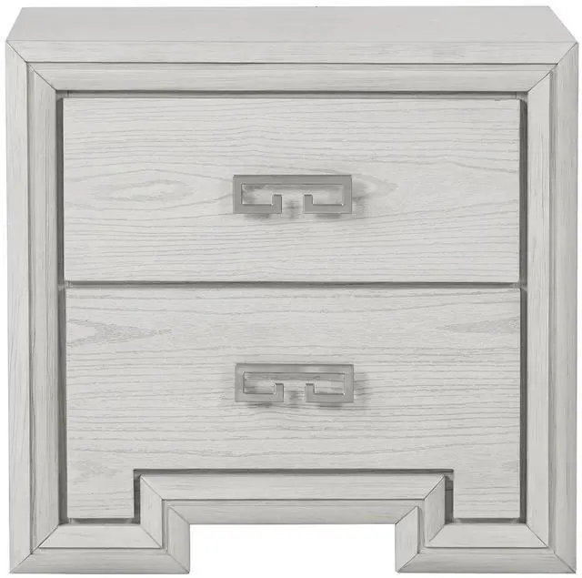 Alt view image 7 of 7 - Transitional Style 1Pc Nightstand Usb Port Metal Handle French And English Dovetail Drawers Rustic White Finish Bedroom Furniture