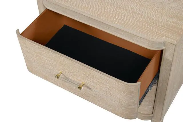 Alt view image 7 of 7 - Transitional Style 1Pc Nightstand Curved Edges Usb Port French And English Dovetail Drawers Acrylic Handles Natural Oak Finish Bedroom Furniture