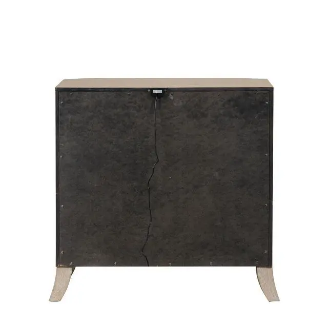 Alt view image 6 of 7 - Transitional Style 1Pc Nightstand Curved Edges Usb Port French And English Dovetail Drawers Acrylic Handles Natural Oak Finish Bedroom Furniture