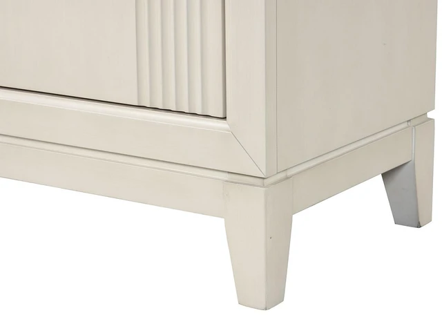 Alt view image 4 of 6 - Transitional Style 1Pc Nightstand French And English Dovetail Drawers Chrome Handles Fluted Design Antique White Finish Bedroom Furniture
