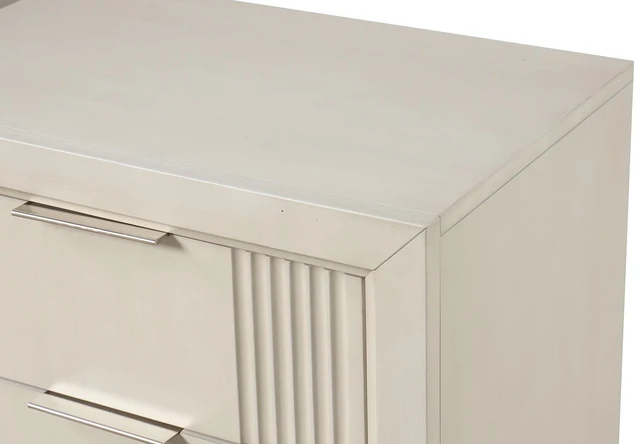 Alt view image 5 of 6 - Transitional Style 1Pc Nightstand French And English Dovetail Drawers Chrome Handles Fluted Design Antique White Finish Bedroom Furniture