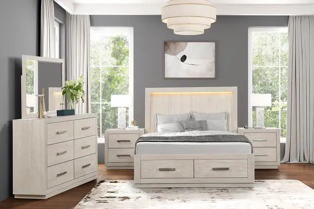 Alt view image 4 of 4 - Transitional Style 1Pc Nightstand Horizontal Handles Metal Side Glide French And English Dovetail Drawers Light Gray Finish Bedroom Furniture