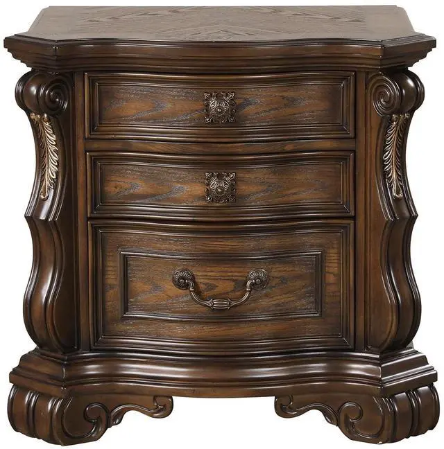 Alt view image 2 of 7 - Traditional Style 1Pc Nightstand Ball Bearing Glide Extended Corbels French And English Dovetail Drawers Usb Port Dark Brown Finish Bedroom Furniture