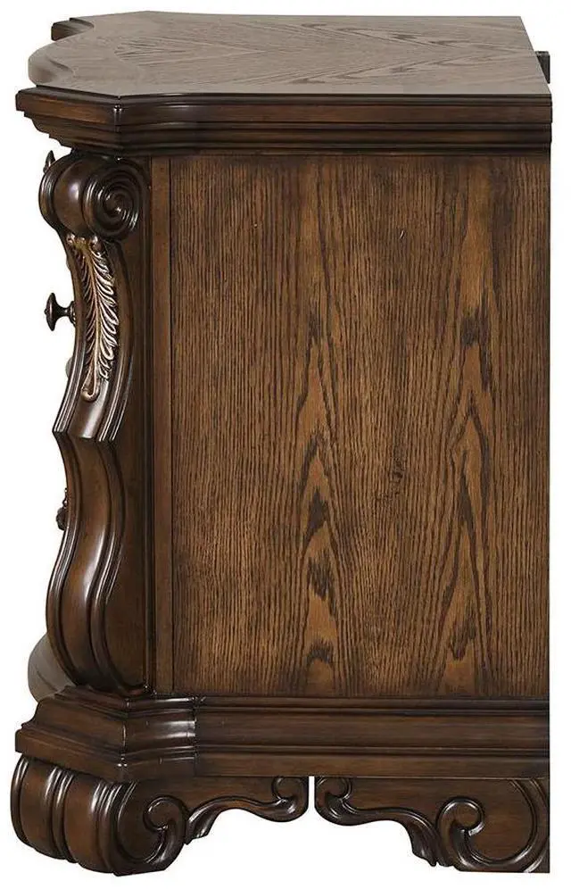 Alt view image 4 of 7 - Traditional Style 1Pc Nightstand Ball Bearing Glide Extended Corbels French And English Dovetail Drawers Usb Port Dark Brown Finish Bedroom Furniture