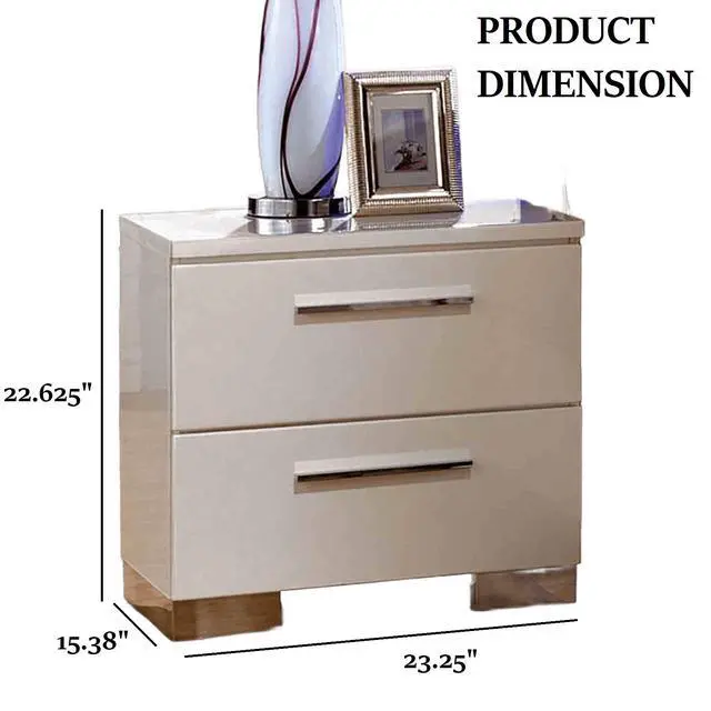 Alt view image 4 of 6 - Contemporary Style 1Pc Nightstand English Dovetail Drawers Lacquer Coating Chrome Handles And Legs Glossy White Finish Bedroom Furniture