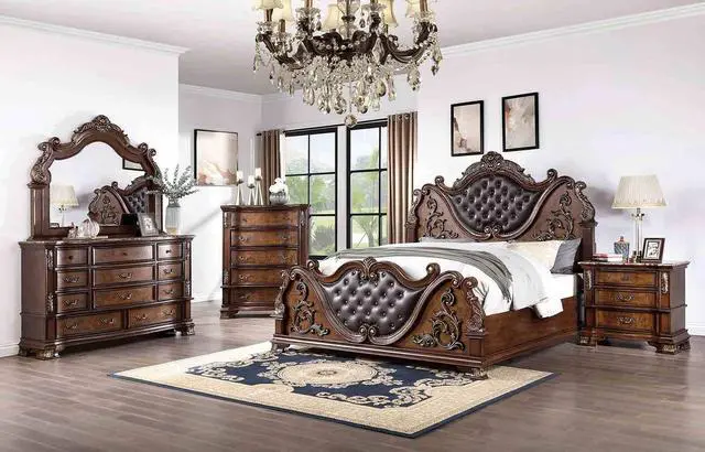 Alt view image 6 of 6 - Traditional Style 1Pc Nightstand Marble Top Dovetail Drawers Ball Bearing Glide Brown Cherry Finish Bedroom Furniture